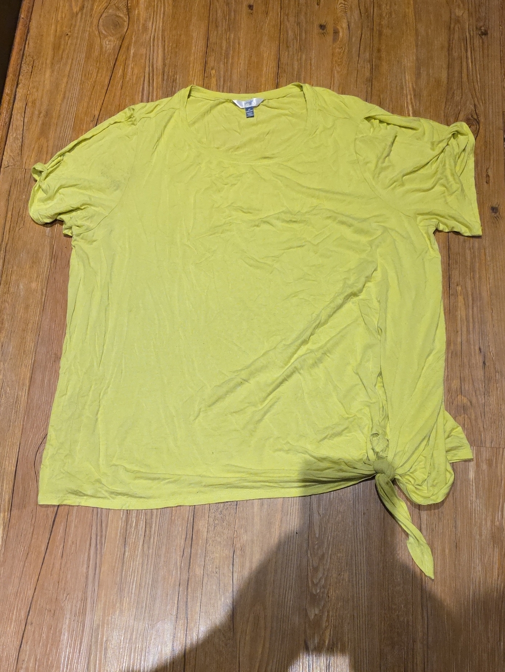 Terra & Sky Short-Sleeve Crew Tee with Side Tie - Lime Yellow